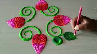 beutiful flowers rangoli designs  rangoli designs  rangoli video  rangoli  rangoli dakhwa [upl. by Hayyim]