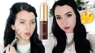 NEW TARTE CLAY STICK FOUNDATION AcneOily Skin First Impression ReviewDemo [upl. by Grubb]