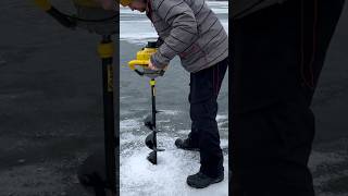 How to use an ice auger shorts fishing [upl. by Glennie740]