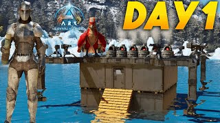 Surviving SOLO On A Raft Day 1 ARK Survival Ascended [upl. by Cristie781]