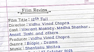 Film Review Writing class 12 on 12th Fail 12th Fail Movie review in English film review 12th fail [upl. by Dahraf]