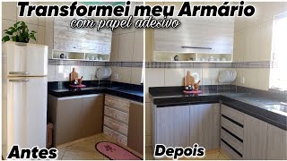 TRANSFORMEI O ARMÁRIO da COZINHA com PAPEL ADESIVO GASTANDO POUCO Faça você mesmo contact leotac [upl. by Laius]