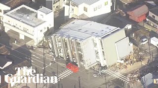 Aerial footage shows destruction in Japan after earthquake [upl. by Vittorio]