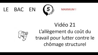 Allègement du coût du travail  lutter contre le chômage structurel Le bac en 5 minutes épisode 21 [upl. by Audy]