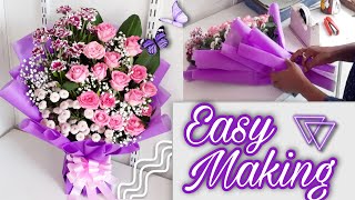 How to make a flower arrangement using floral foam  flower bouquet wrapping  all about flowers [upl. by Nyllij]