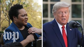 Trumps clashes with PBS NewsHour reporter Yamiche Alcindor [upl. by Alyakem]