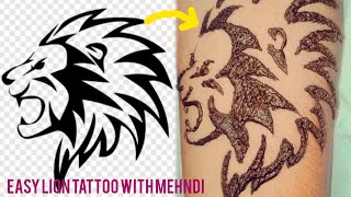 simple mehndi  boys lion tattoo  easy and superb  hash mehndi network [upl. by Hahseram]