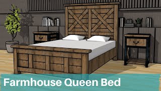 Farmhouse Queen Size Bed Plans [upl. by Ardnik846]