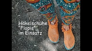 Flopis im Einsatz Schuhe häkeln mit FlipFlopSohlen  Kreativ mit täschwerk [upl. by Wasson]