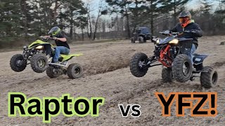 Yamaha YFZ 450r vs Raptor 700r [upl. by Arlene913]