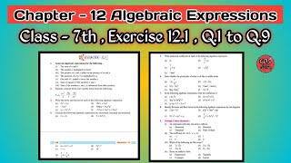 Q1 to 9  Class 7th  Ex 121Chapter 12  Algebraic Expressions  Math  Full Exercise  PSEB [upl. by Navy211]