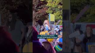 Maggie Rogers tells Kamala Harris supporters to fight back against the fear of Donald Trump [upl. by Skell459]