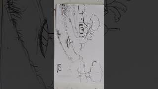 Village scenery art with pencil drawing shortsvideo art drawing [upl. by Armallas]