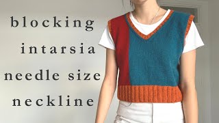 what I learnt making this vest again❣️ intarsia blocking amp more [upl. by Llenrub318]