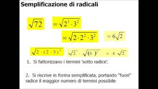 semplificazione di radicali [upl. by Ayalat]