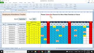 Automatic Employee Attendance Tracker in Excel Effectively Track your Employees Attendance Record [upl. by Annirac]