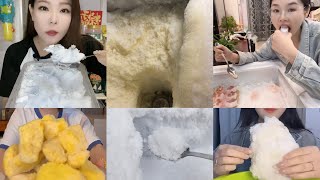 ASMR FREEZER FROST SCRAPING AND EATING  WHITE ICE EATING [upl. by Fleece]