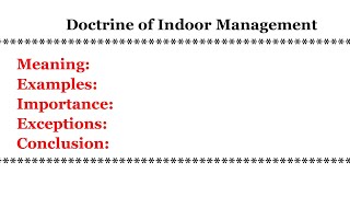 Doctrine of indoor management  Doctrine of indoor management in company law  Exceptions [upl. by Dorlisa]