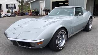 1970 Corvette Coupe CortezSilverGreenMatching454390hp4spdManualFactAcPsPbPWtilttele F [upl. by Euqitsym]