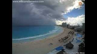 Cumulonimbus heavy rain and shelf cloud visible from Cancún Mexico timelapse  Dec 12 2012 [upl. by Mloclam378]