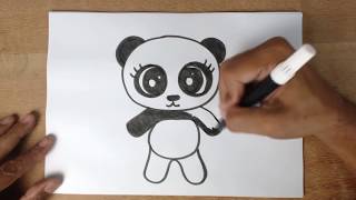 COMO DESENHAR UM URSO PANDA BEM FÁCIL  Desenhos fáceis para crianças [upl. by Siulegroj]