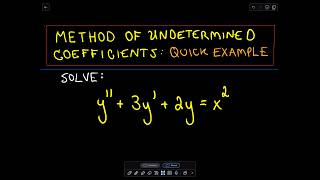 Method of Undetermined Coefficients 2nd Order Linear DE [upl. by Savvas]