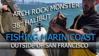 Marin Coast Pot Luck Fishing And A Huge Bay Area Halibut At Arch Rock [upl. by Lombard27]