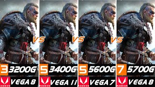 AMD RYZEN 3200G VS 3400G VS 5600G VS 5700G GAMES FPS TEST  Benchmark Vega Graphics Performance [upl. by Ash]