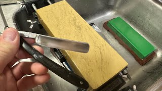 Nusantara Natural Whetstone  Straight Razor Sharpening and Polishing demonstration [upl. by Natrav]