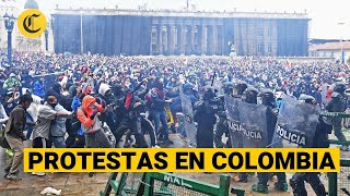 PROTESTAS EN COLOMBIA por reforma tributaria en medio de un grave repunte de casos de coronavirus [upl. by Alemap]