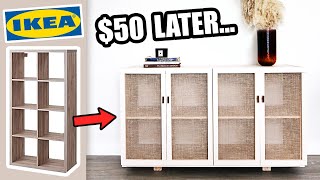 EXTREME 50 IKEA KALLAX HACK  DIY faux cane doors 😱🔨wait what [upl. by Sarat]