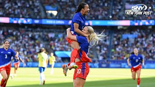 The US Women win soccer gold at the Olympics for the first time since 2012 [upl. by Ekalb]