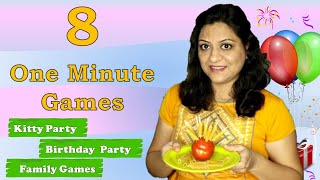 8 One minute games  Minute to win it games  Indoor games for party  Kitty party games 2022 [upl. by Siuol27]