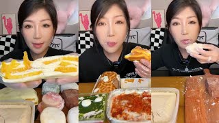 Asmr Crepe CakeMochiMatcha CakeRoll CakeLayer Cream CakeEating Container Cake🍰Mukbang [upl. by Brina]