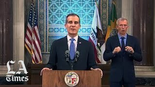 Mayor Eric Garcetti says thousands of LA city workers to be furloughed [upl. by Akienaj437]