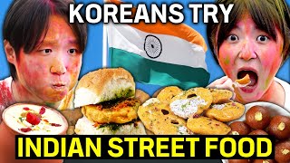 Koreans Try Indian Street Food For The First Time  Kachori Vada Pav Lassi Gulab Jamun [upl. by Lemuel146]