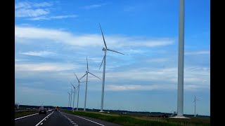 Part of the Zeewolde wind farm on the A27 17 x Vestas V136 4300 wind turbines 23052022 [upl. by Drarig691]