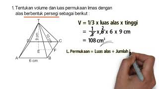 Cara Menghitung Volume dan Luas Permukaan Limas Segi Empat [upl. by Tiphane203]