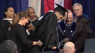 See Emotional Moment Athlete Who Suffered Spinal Injury Walks at Graduation [upl. by Ysdnyl]