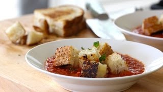 Cream of Tomato Soup with Grilled Cheese Croutons  ENTERTAINING WITH BETH [upl. by Bonacci858]