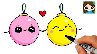 How to Draw Christmas Ornaments Easy Cute Pun Art [upl. by Domenico]