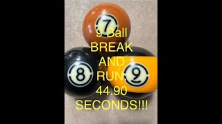 9 Ball BREAK AND RUN 4490 SECONDS Standard WPA 9 Ball Rack 9 Foot TableShorts [upl. by Aryajay441]