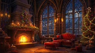 Christmas is coming🎄Cozy Cabin Ambience with Fireplace Crackling amp Blizzard Sounds for Relaxation🔥 [upl. by Thunell]