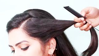 very easy hairstyles for lehenga beautiful hairstyle for thin hair  cute hairstyle  easy ponytail [upl. by Notniv]