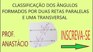 ÂNGULOS FORMADOS POR DUAS RETAS PARALELAS COM UMA RETA TRANSVERSAL Geometria plana [upl. by Nitsrik]