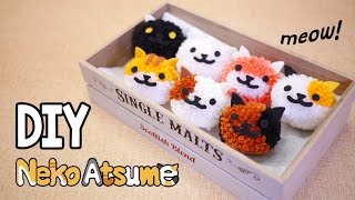 EASY Fluffy Neko Atsume Pom Pom Tutorial  Fun amp Cheap DIY Free Pom Pom Maker Template [upl. by Tikna]