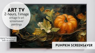 Moody Pumpkin Screensaver Fall Background Art Autumn Vintage TV Art Wallpaper Ambience No Sound [upl. by Francisca]