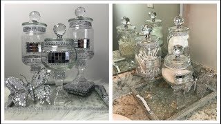 DIY Dollar Tree Glam Apothecary Jars  Glam Cake Stand [upl. by Yliah]