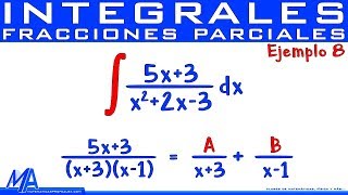 Integración por fracciones parciales  Ejemplo 8 Factores lineales diferentes [upl. by Winnah324]