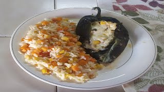 Chiles Rellenos de Pollo con crema gratinados [upl. by Ylhsa]